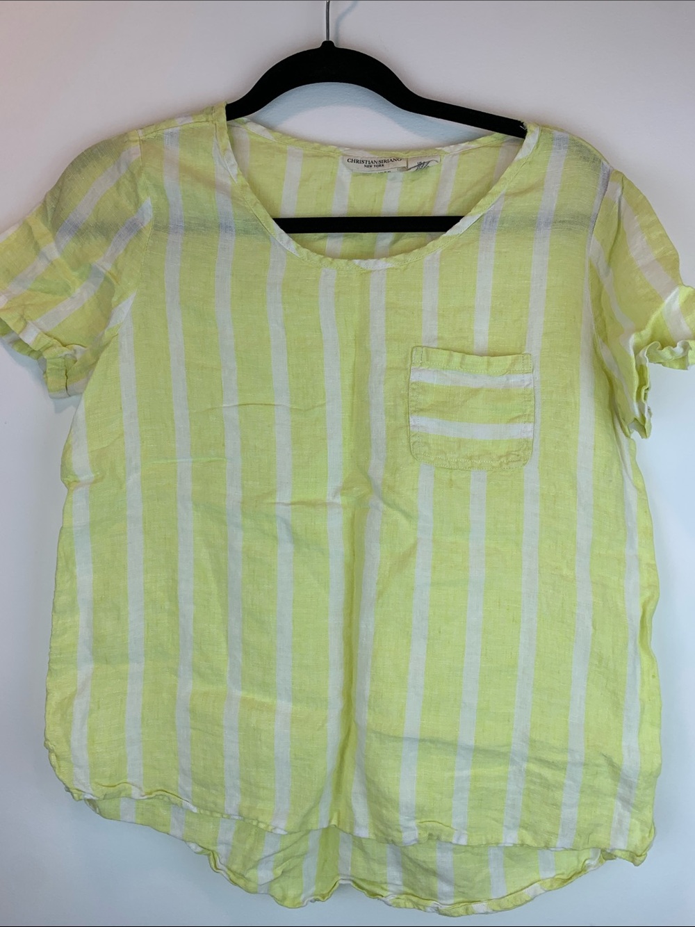 Christian Siriano yellow linen blouse sz S summer natural fibers light weight
